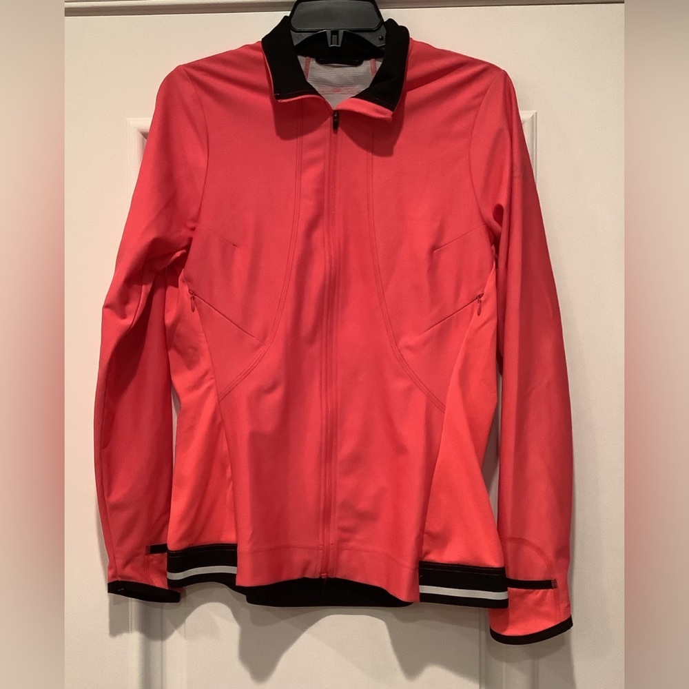 Gore Running Wear Jacket Windstopper Soft Shell Pink Full Zip Multiple Pocket